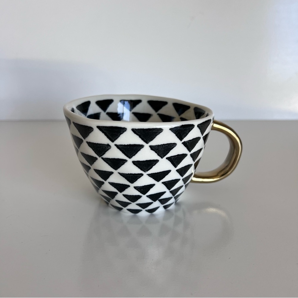 World‎ Market Geometric Mug with Gold Handle Black and White Triangles